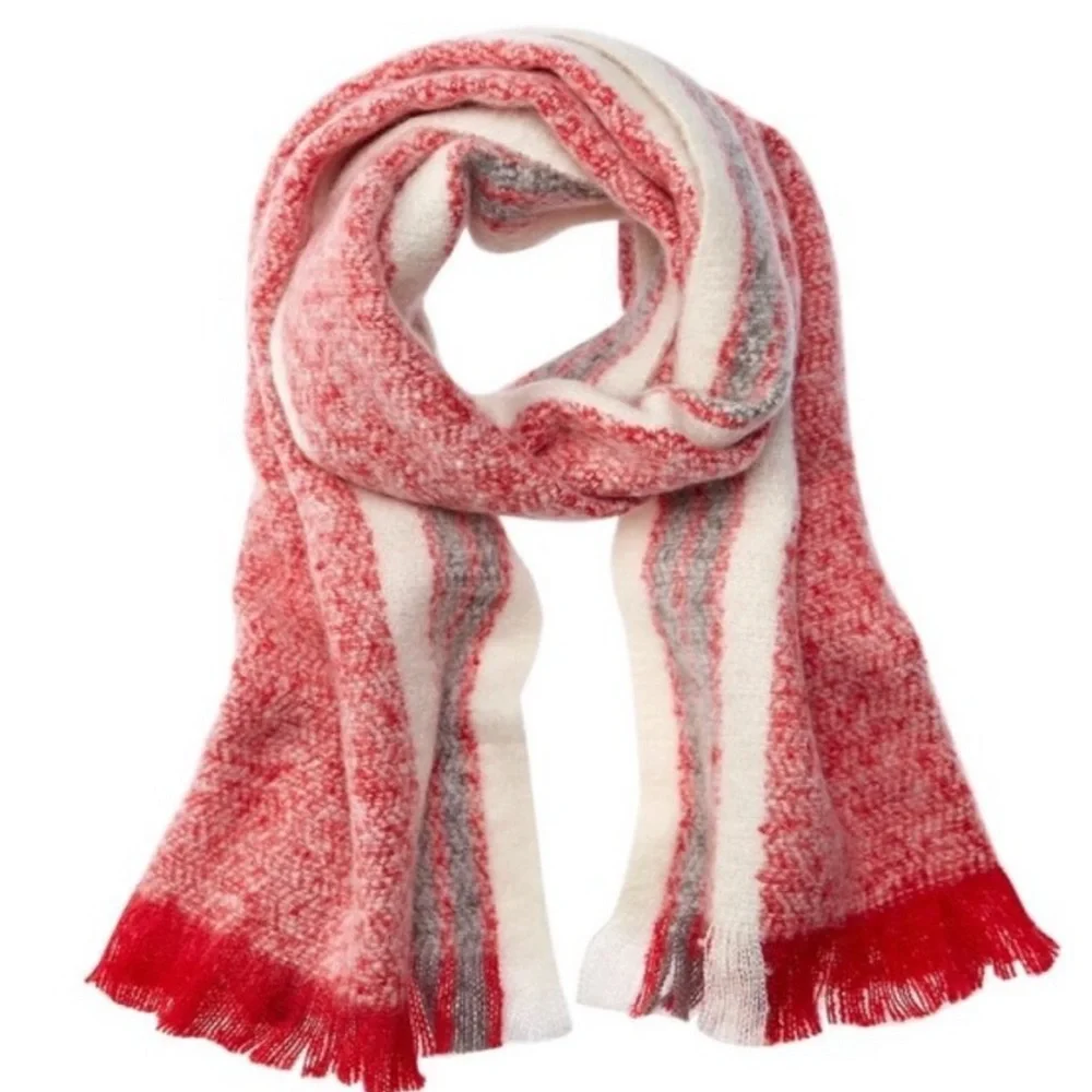 Free People Red Combo Blanket Scarf